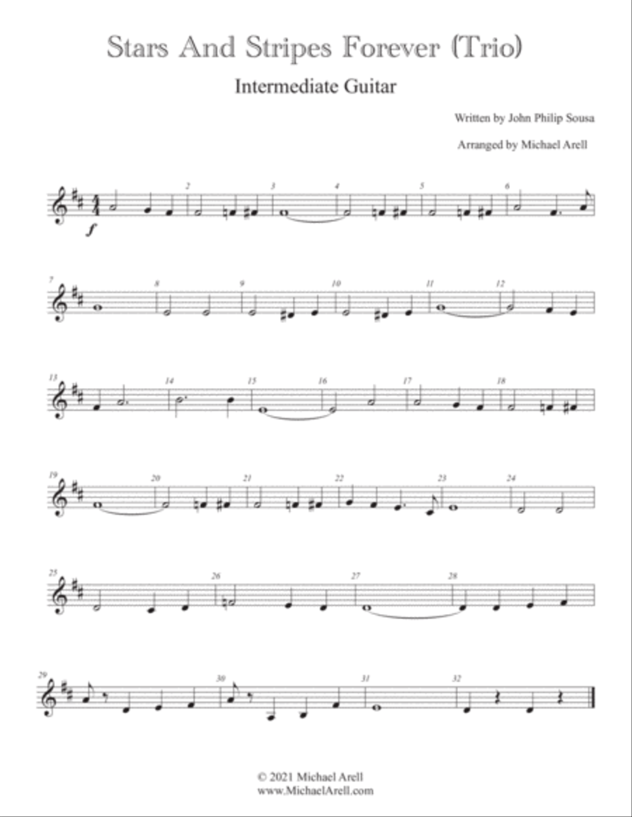 Stars and Stripes Forever- Intermediate Guitar Acoustic Guitar scores gallery preview page 2
