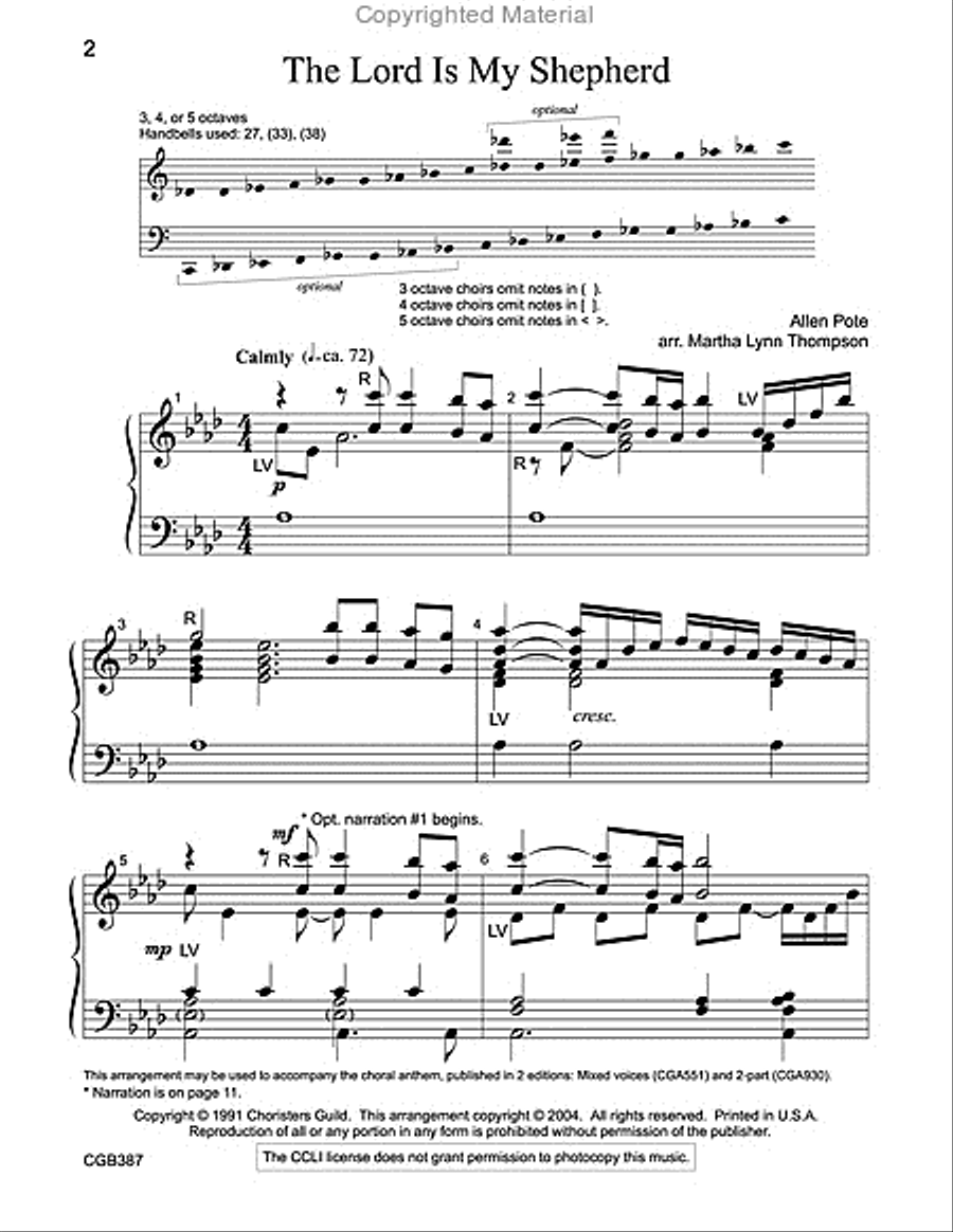 The Lord is My Shepherd Handbell Choir scores gallery preview page 2