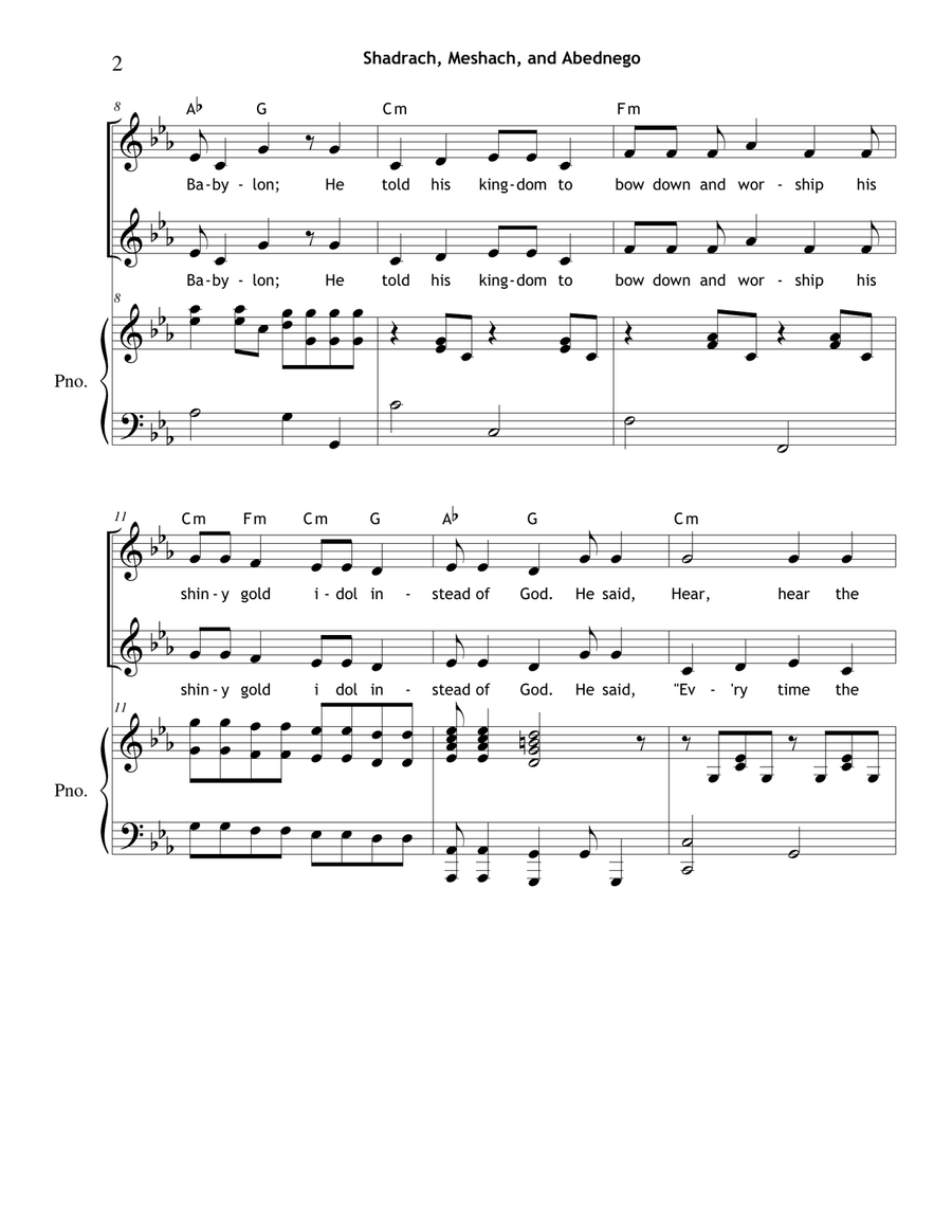Shadrach, Meshach, and Abednego SA scores gallery preview page 2