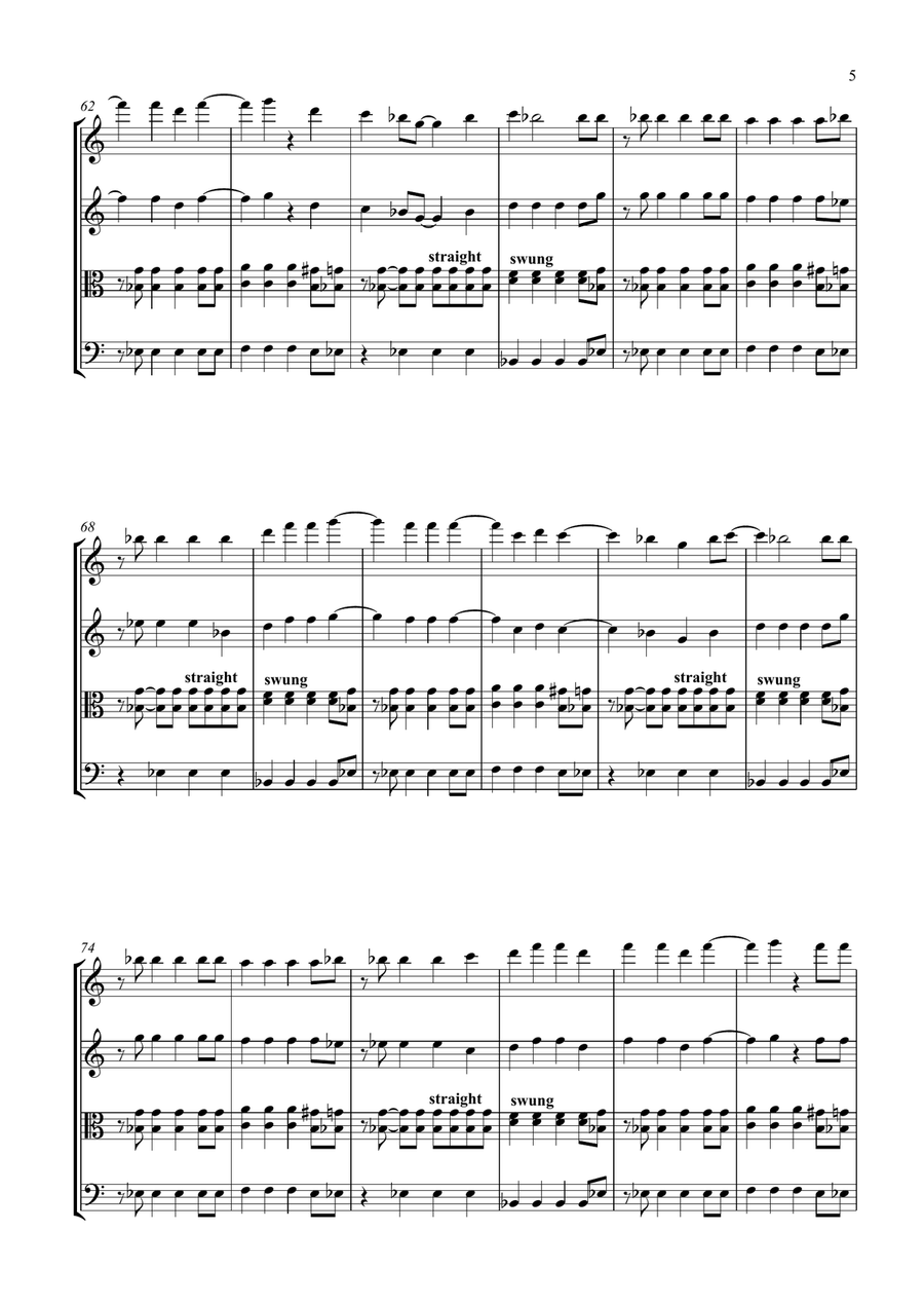 Walking On Sunshine String Quartet scores gallery preview page 5