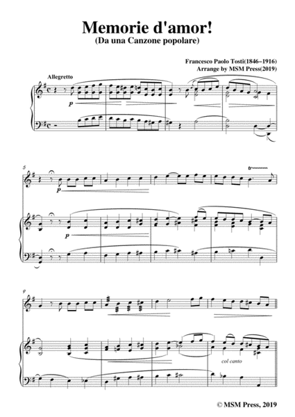 Tosti-Memorie d'amor!, for Violin and Piano image number null