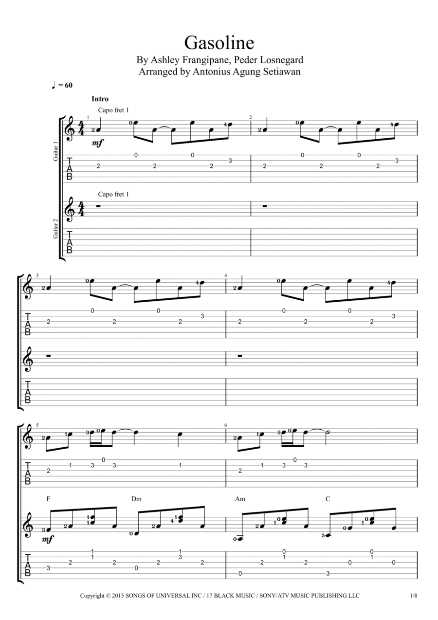 Gasoline Gasoline Electric Guitar scores gallery preview page 1