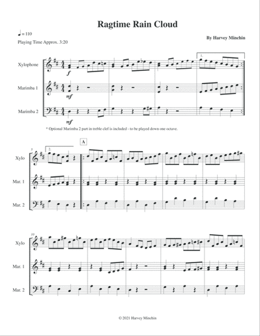 Ragtime Rain Cloud - Xylophone Solo with Marimba Duo Accompaniment image number null