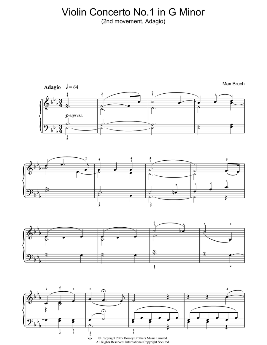 Violin Concerto No.1 In G Minor (2nd Movement) Violin Solo scores gallery preview page 1