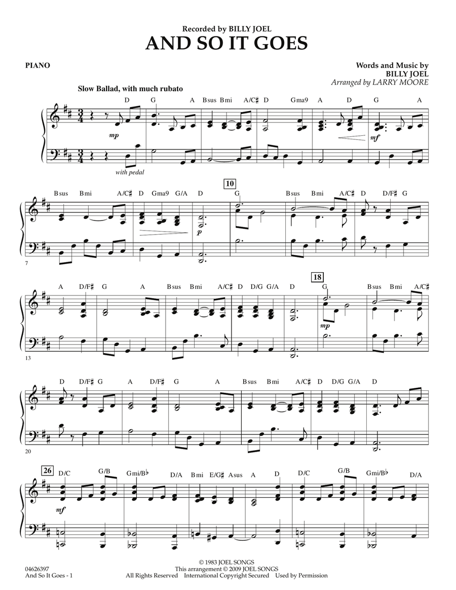 And So It Goes - Piano Orchestra scores gallery preview page 1