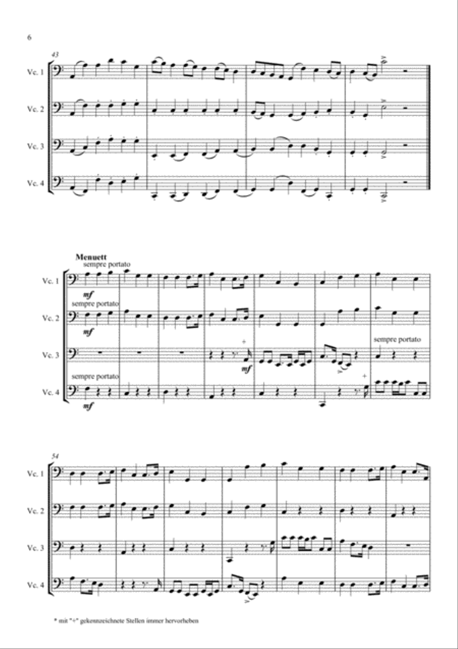 Suite für 4 Celli in reinem C-Dur - Score & Parts String Quartet scores gallery preview page 6
