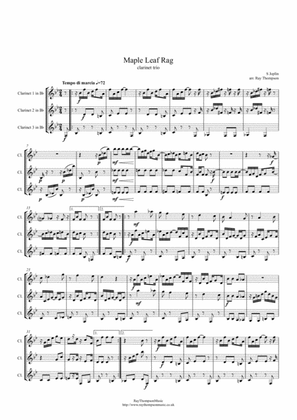 Book cover for Scott Joplin: Maple Leaf Rag - clarinet trio