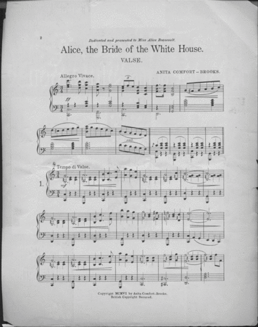 Alice, the Bride of the White House. Valse Piano Solo scores gallery preview page 2