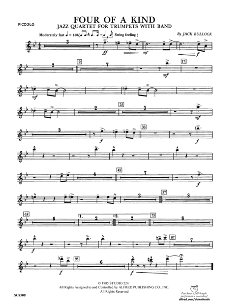 Four of a Kind: Piccolo Four of a Kind: Piccolo Concert Band scores gallery preview page 1