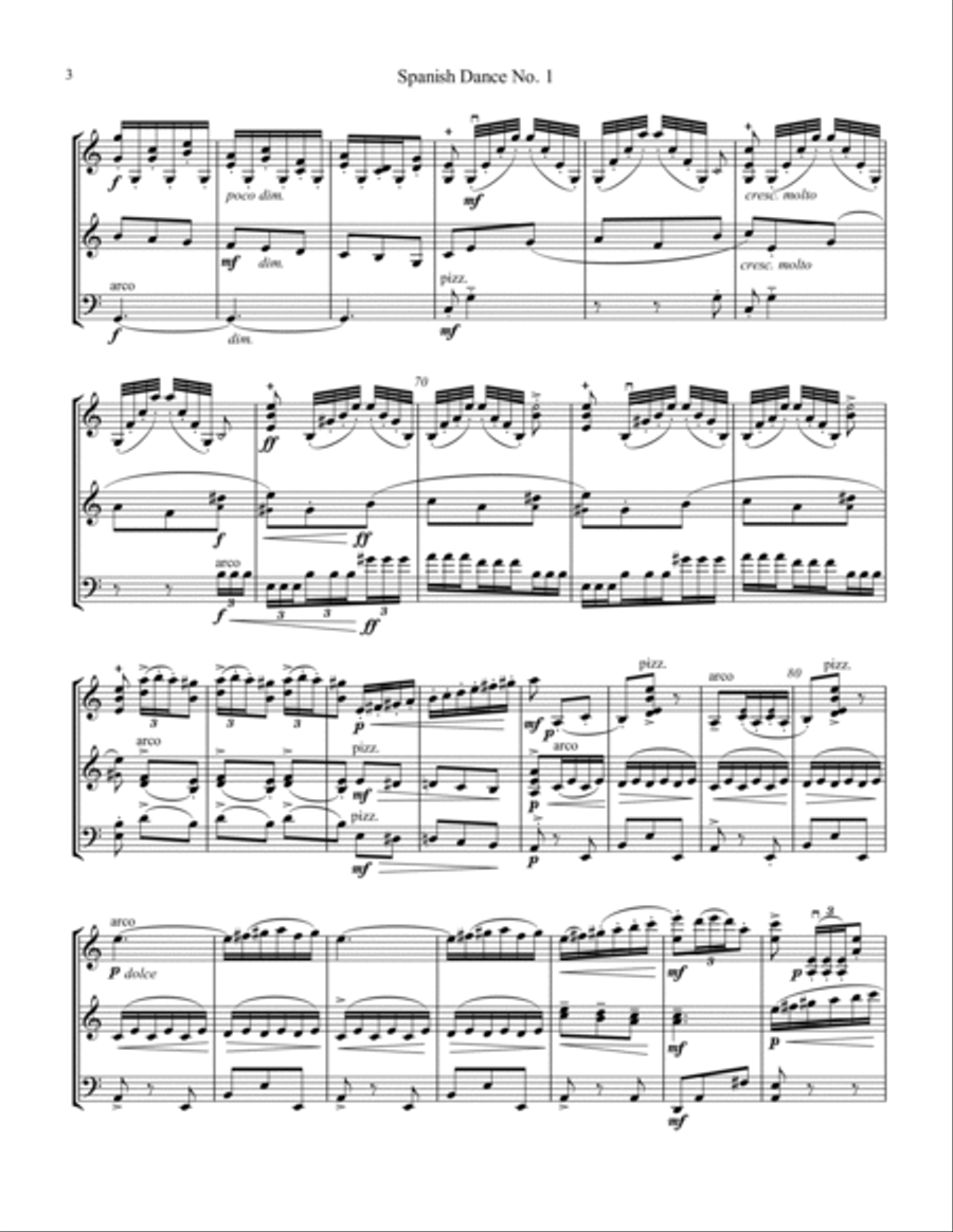 Spanish Dance No. 1, Danza from La vida breve for string trio (vln I, vln II, vc) String Trio scores gallery preview page 4