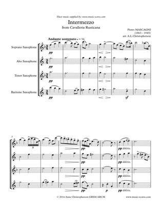 Intermezzo from Cavalleria Rusticana - Saxophone Quartet (Soprano, Alto, Tenor, Baritone)