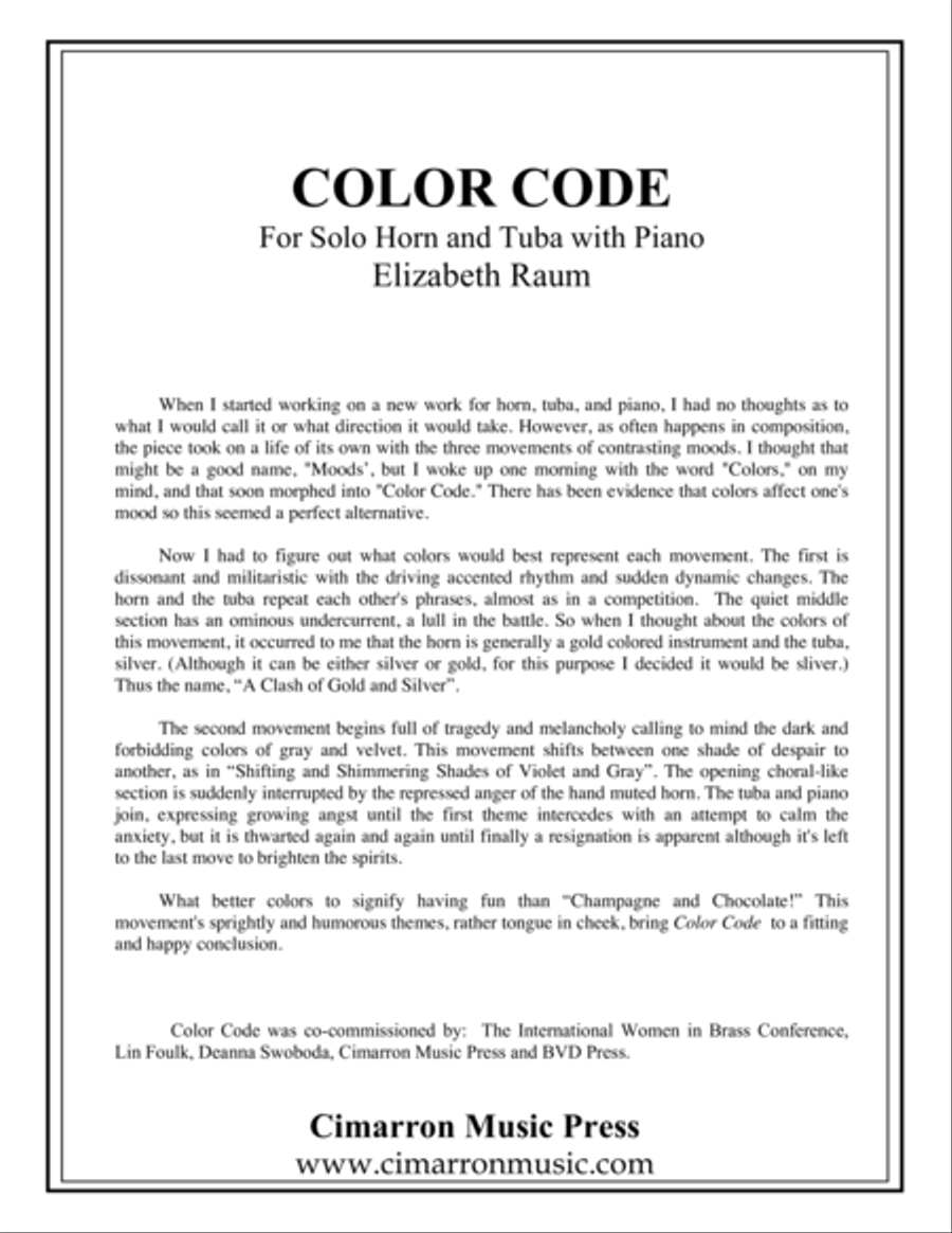 Color Code Horn scores gallery preview page 1