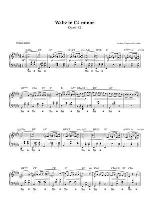 Book cover for Waltz in C# minor Op.64 No.2 - Frederic Chopin (Piano score with Jazz Chords)