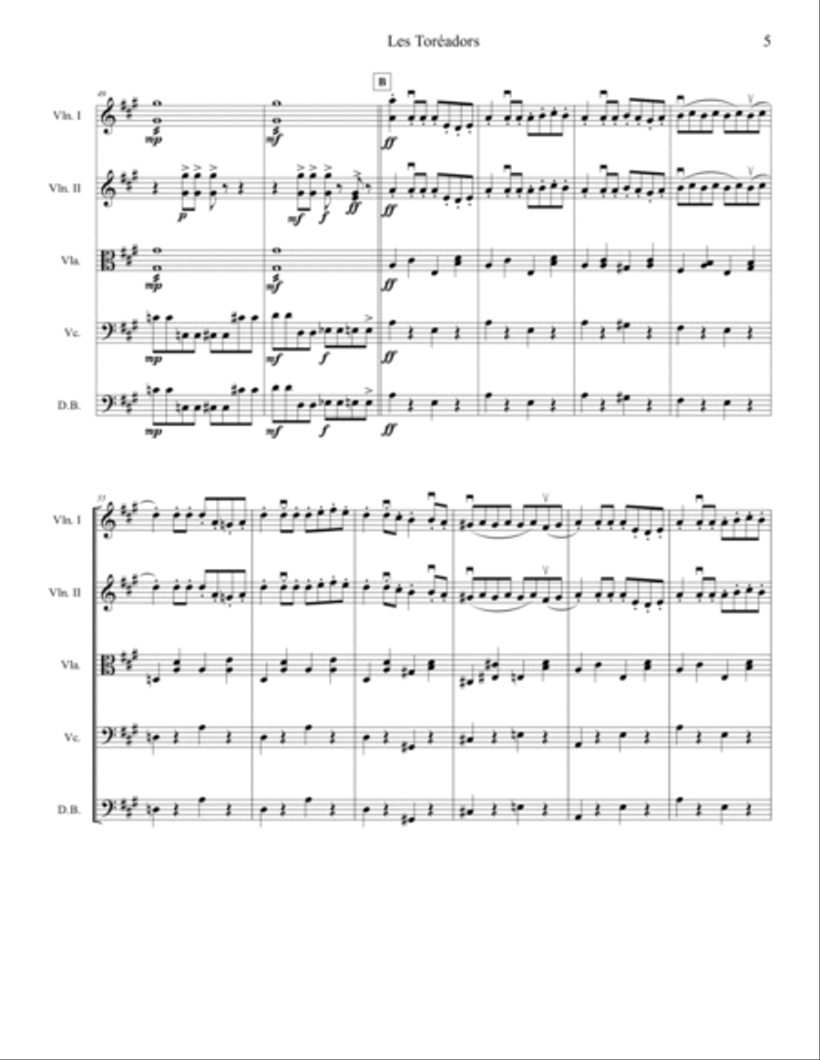 Les Toréadors, from the opera Carmen. String orchestra, intermediate. Score & parts. String Orchestra scores gallery preview page 5