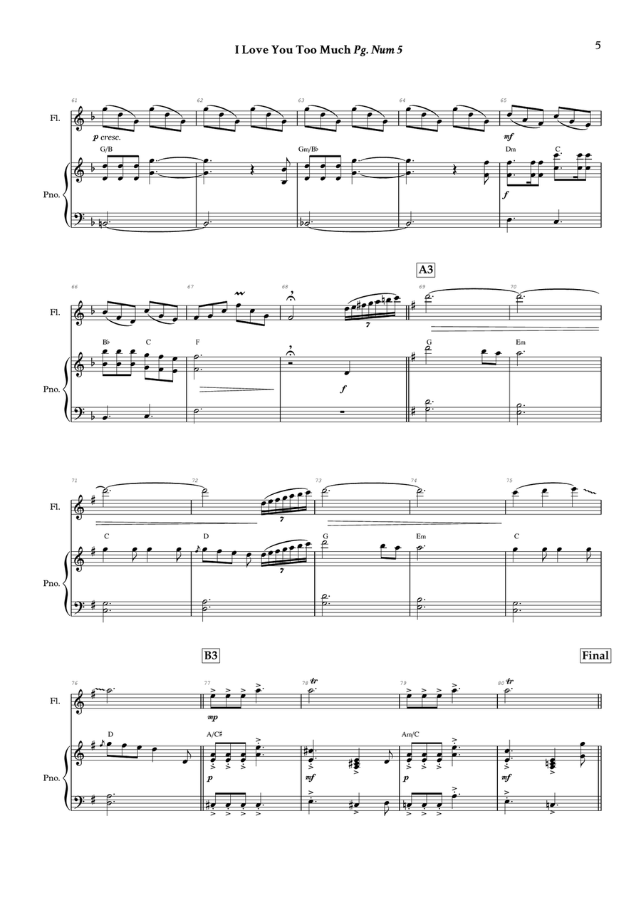I Love You Too Much Woodwind Duet scores gallery preview page 5