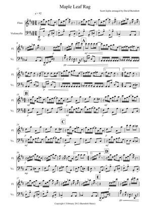 Maple Leaf Rag for Flute and Cello Duet