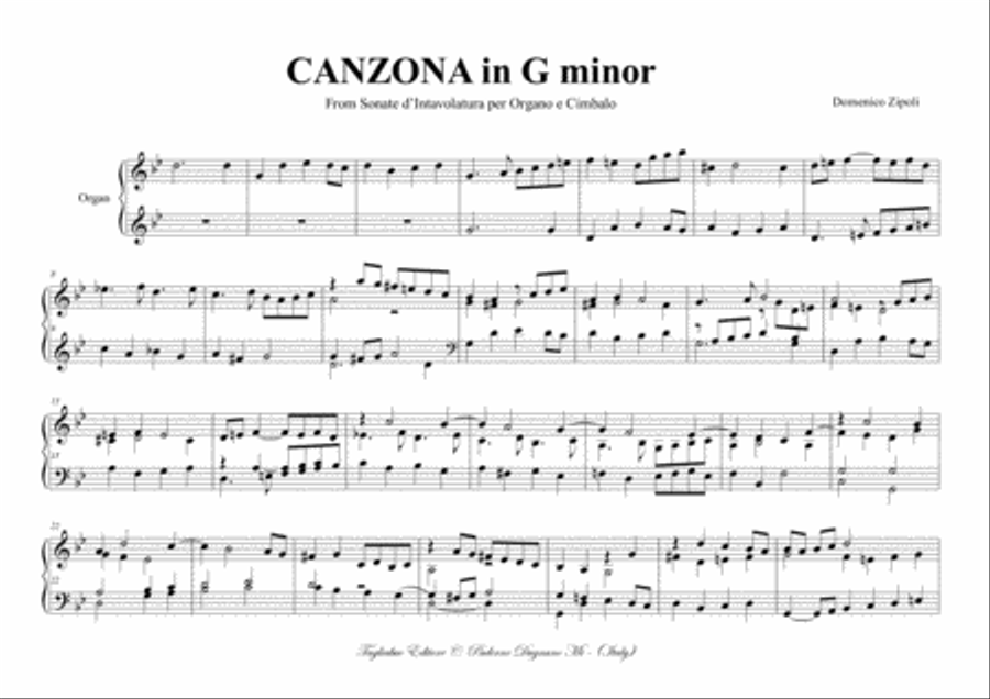 CANZONA IN G MINOR - D. Zipoli - From Sonate d’Intavolatura per Organo e Cimbalo image number null