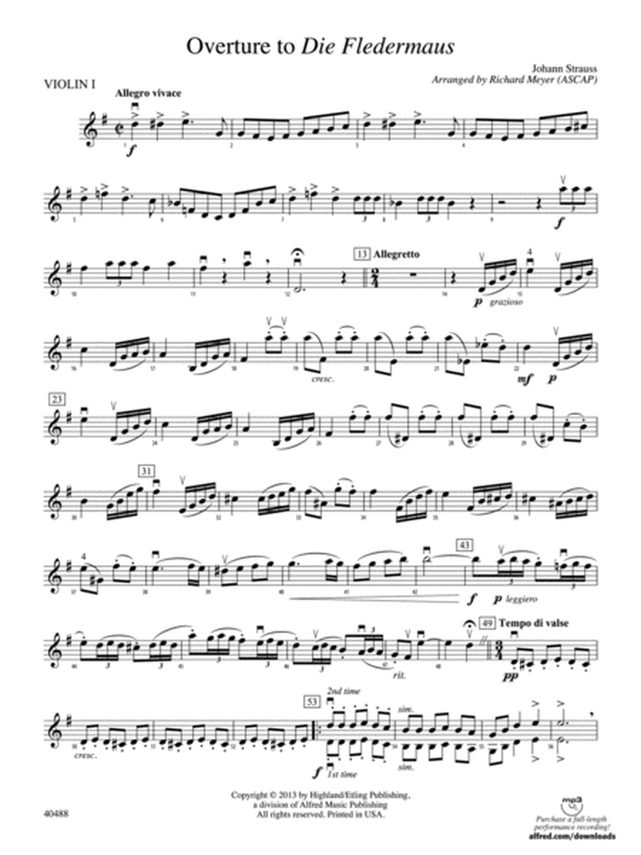 Overture to Die Fledermaus: 1st Violin