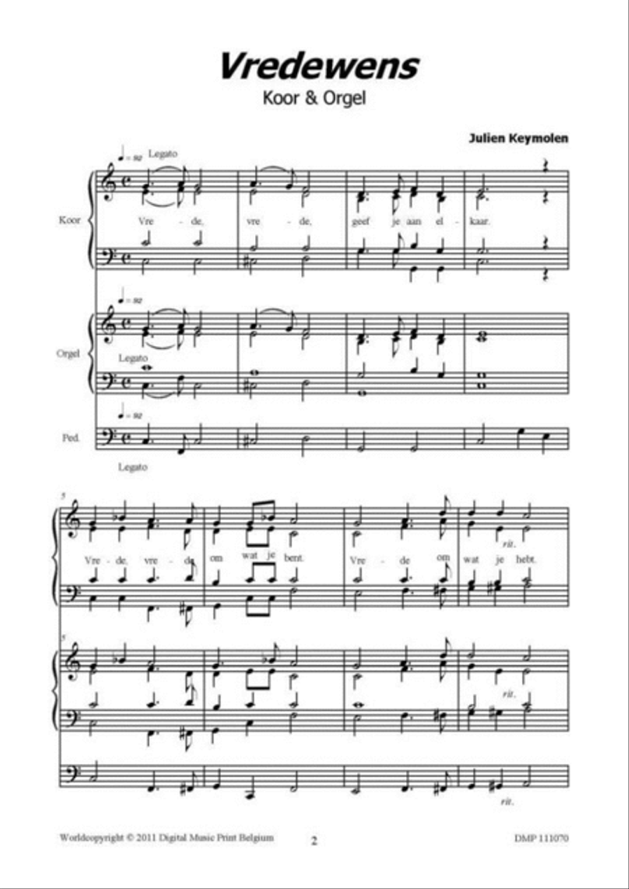 Vredewens Vredewens Mixed Choir scores gallery preview page 2