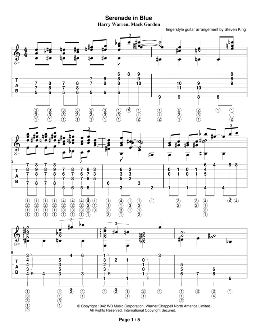Serenade In Blue Serenade In Blue Electric Guitar scores gallery preview page 1
