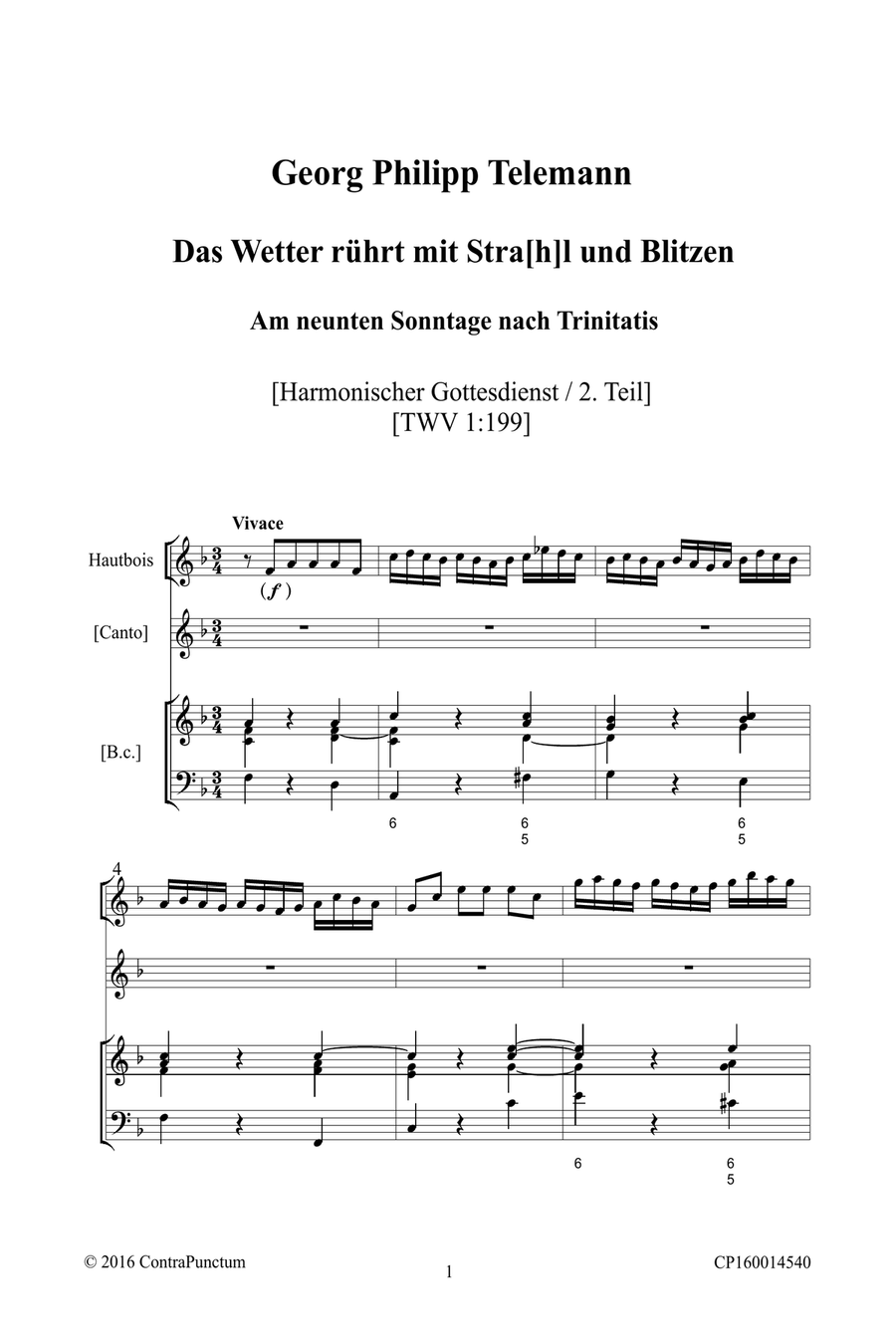 Harmonischer Gottesdienst TWV 1:199 Das Wetter rührt mit Stral und Blitzen Oboe Solo scores gallery preview page 5