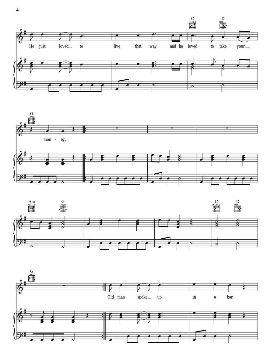 Bankrobber Bankrobber Piano, Vocal, Guitar scores gallery preview page 4