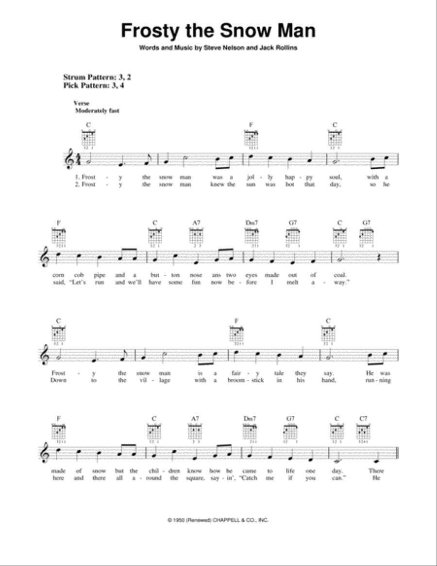 Frosty The Snow Man Easy Guitar scores gallery preview page 1
