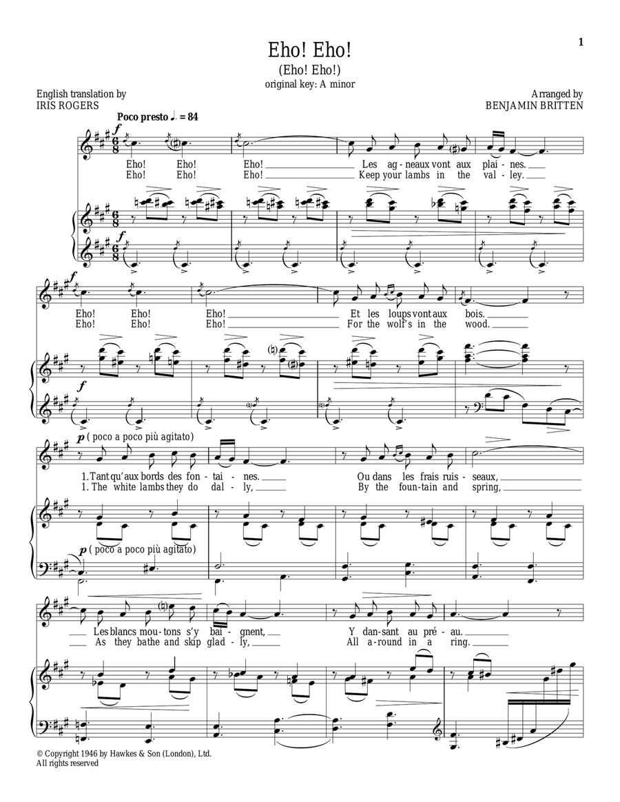 Eho! Eho! Piano, Vocal scores gallery preview page 1