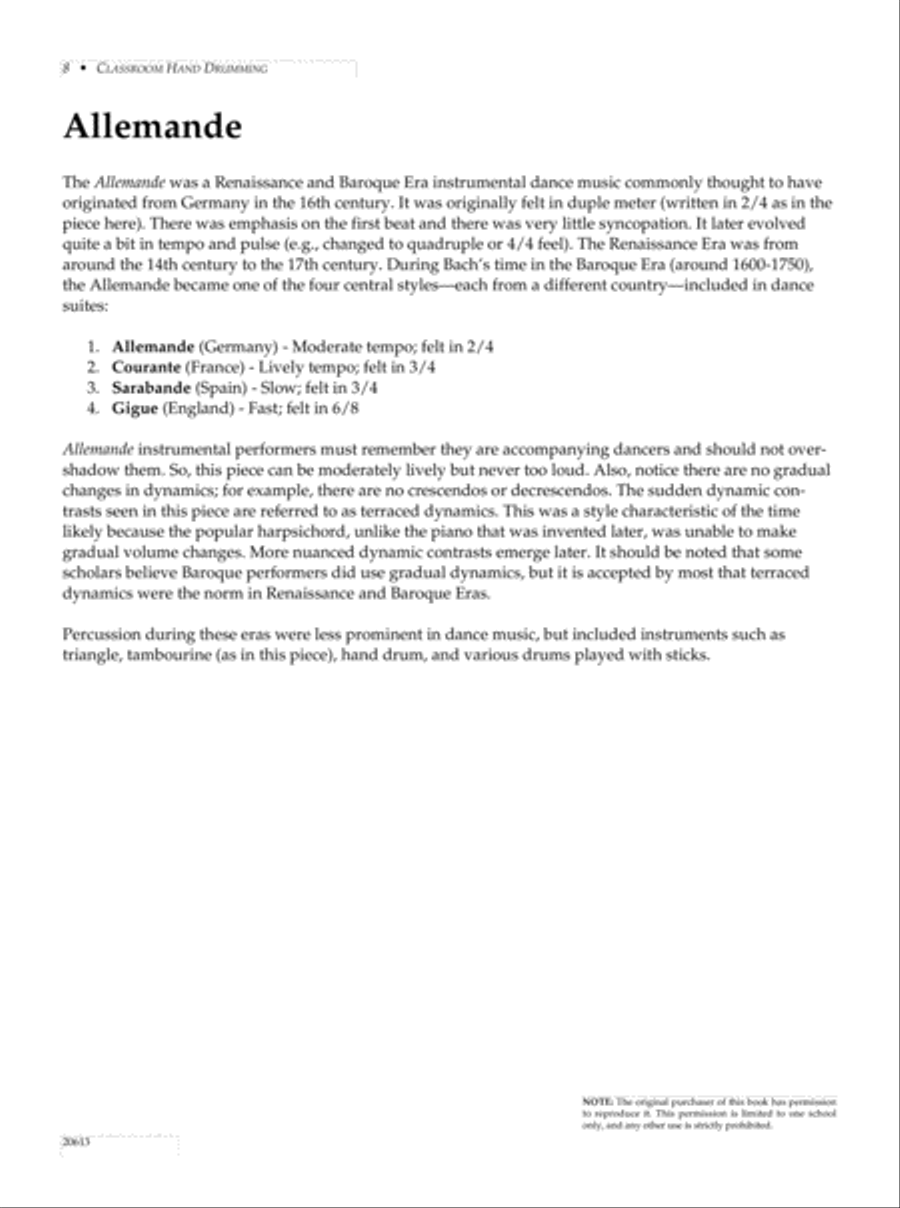 Classroom Hand Drumming (6 pieces for traditional percussion instruments or buckets) Drums scores gallery preview page 8