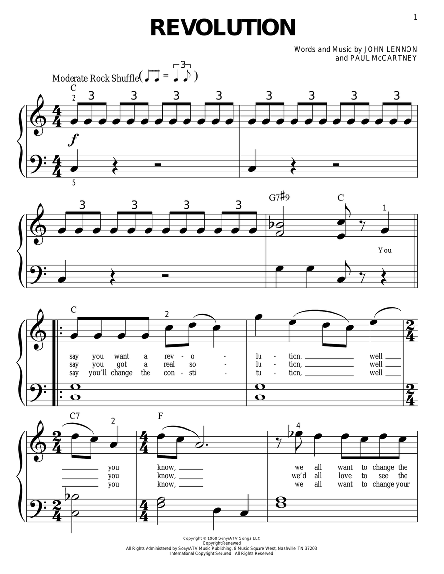 Revolution Easy Piano scores gallery preview page 1