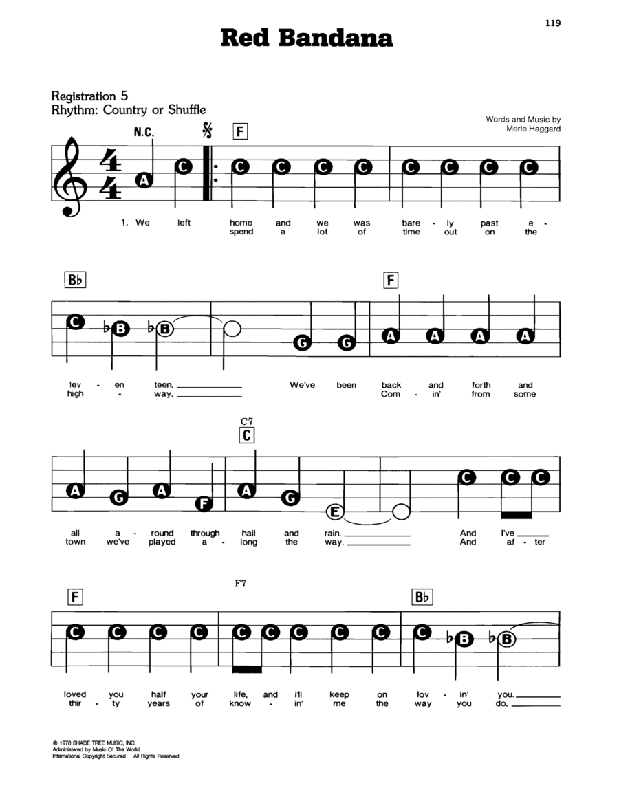 Red Bandana Red Bandana Easy Piano scores gallery preview page 1