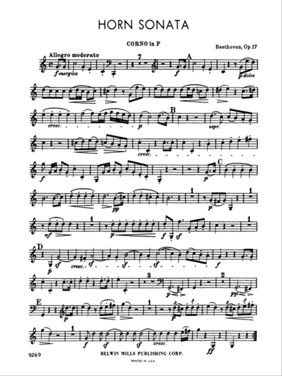 Horn Sonata, Op. 17: Horn Horn Solo scores gallery preview page 1