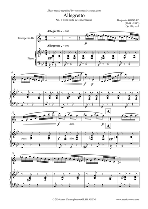 Book cover for Godard - Allegretto - No.1 from Op. 116 Suite de 3 Morceaux - Trumpet
