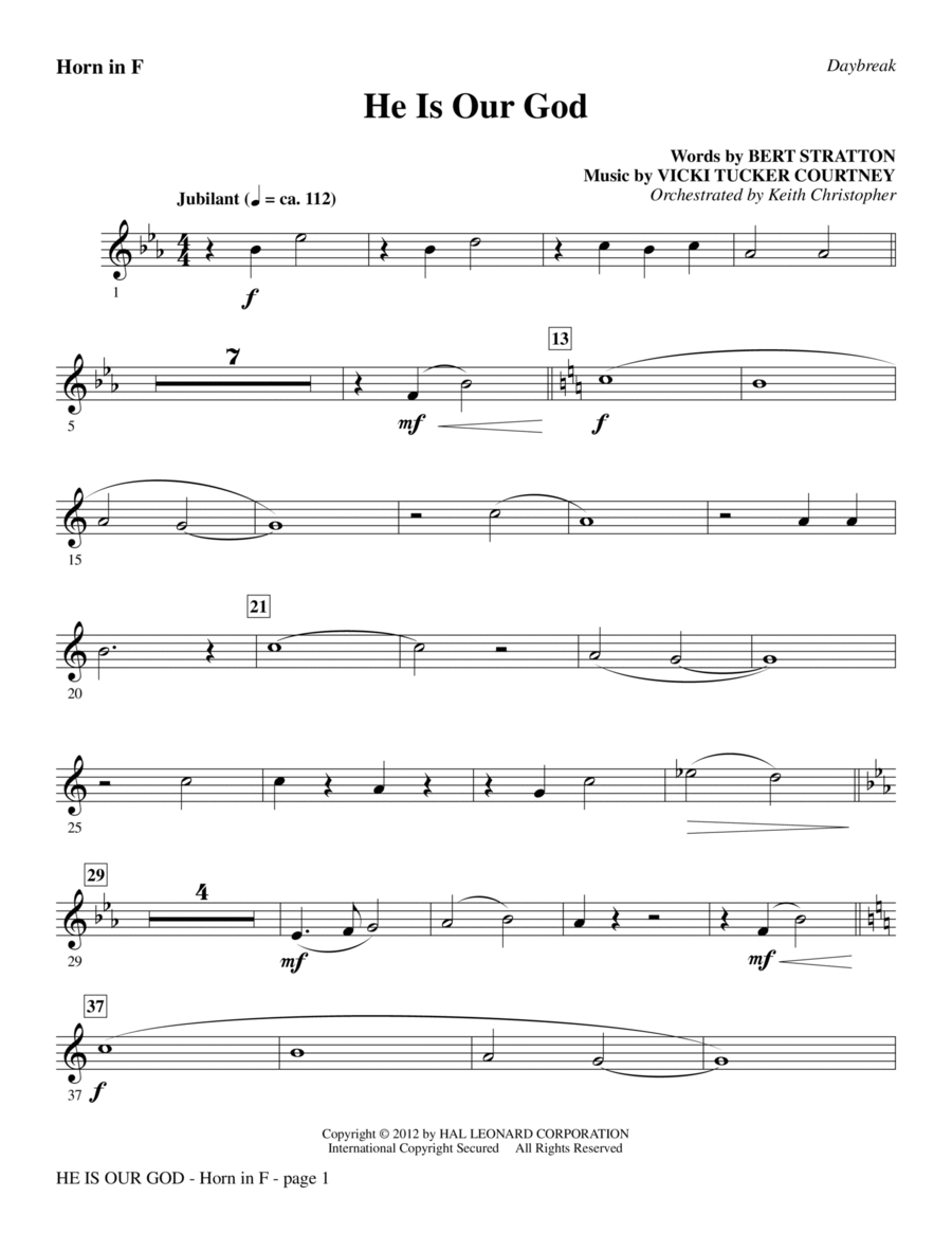 He Is Our God - F Horn He Is Our God - F Horn Choir scores gallery preview page 1