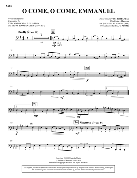 Carols for Choir and Congregation - Cello