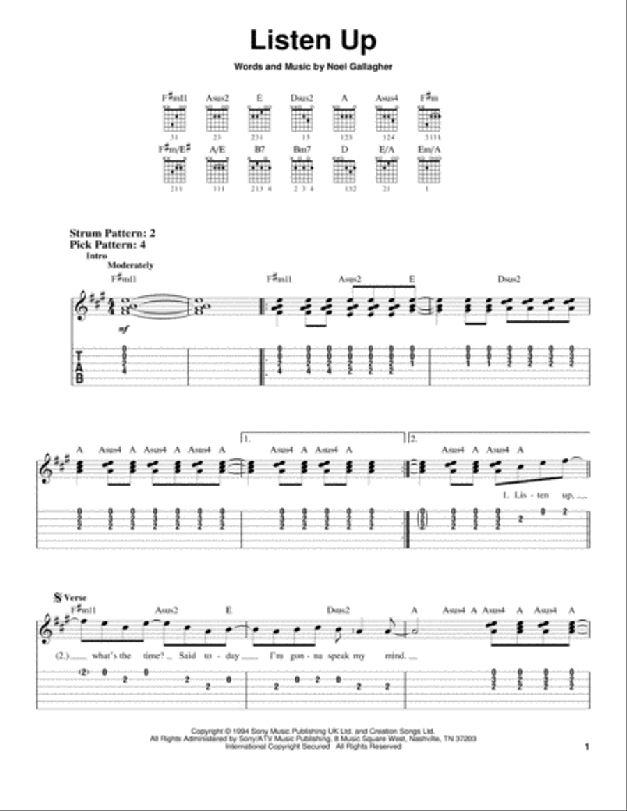 Listen Up Acoustic Guitar scores gallery preview page 1
