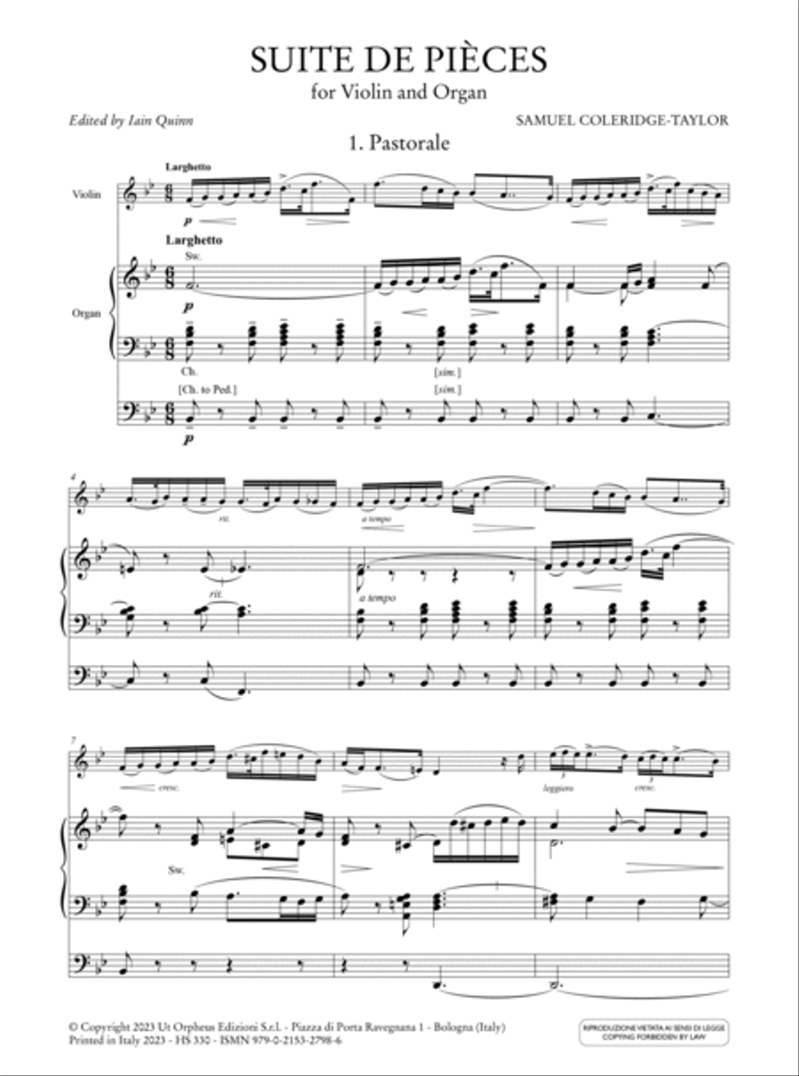 Suite de Pièces for Violin and Organ Violin scores gallery preview page 2