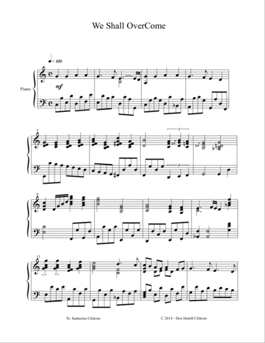 We Shall Overcome Harpsichord scores gallery preview page 2