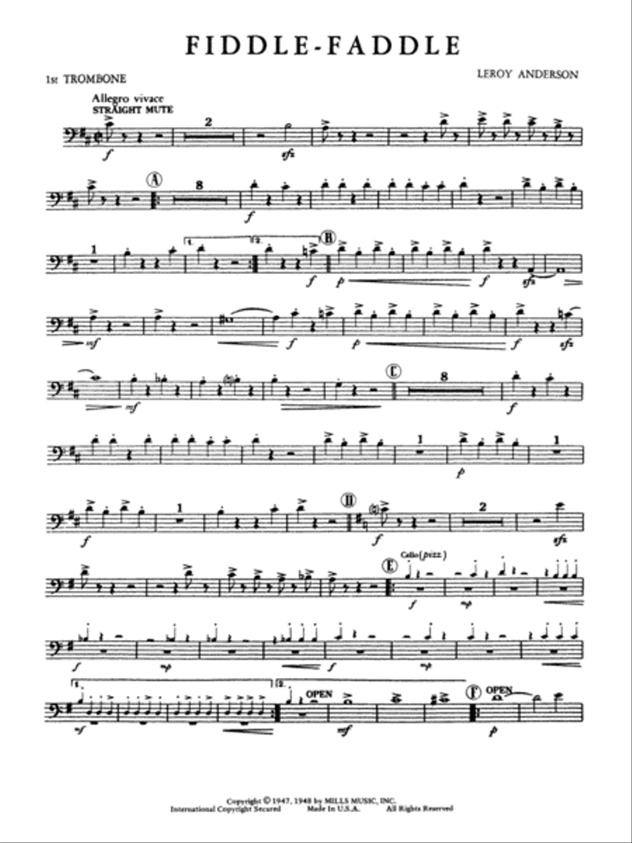 Fiddle-Faddle: 1st Trombone Full Orchestra scores gallery preview page 1