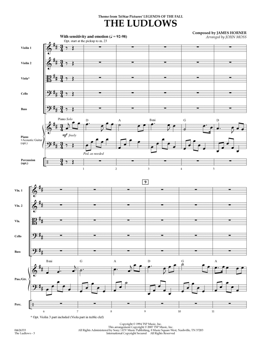 The Ludlows (Theme from Legends of the Fall) - Full Score String Orchestra scores gallery preview page 1
