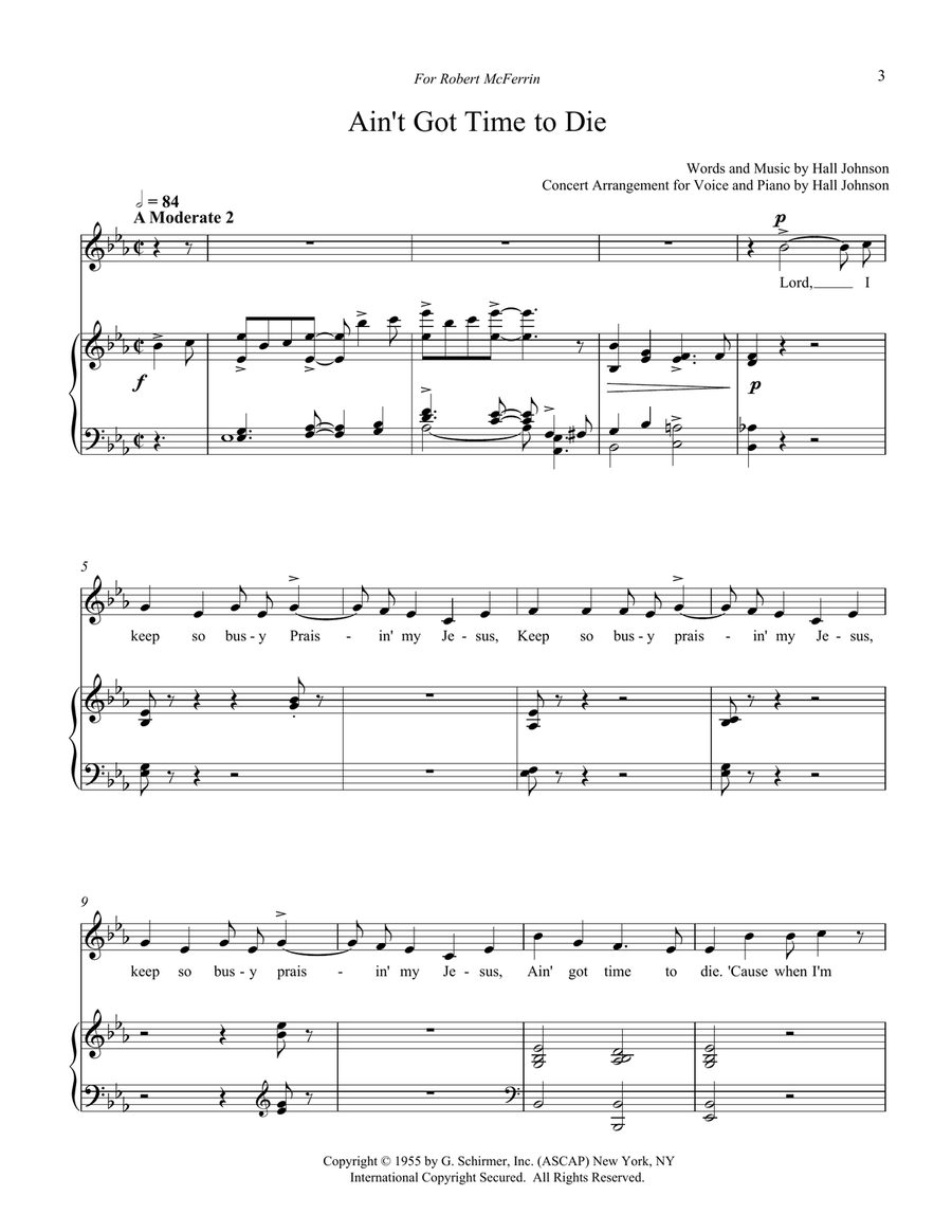 Ain't Got Time to Die (E-flat) Piano, Vocal scores gallery preview page 1