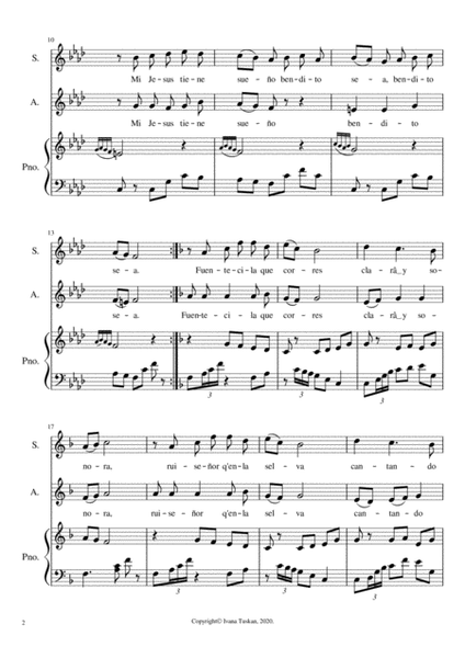 A la nanita, for SA voices and piano, F minor image number null