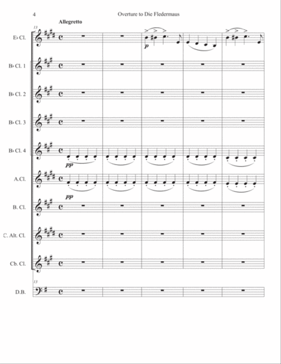 Overture to Die Fledermaus Woodwind Ensemble scores gallery preview page 4