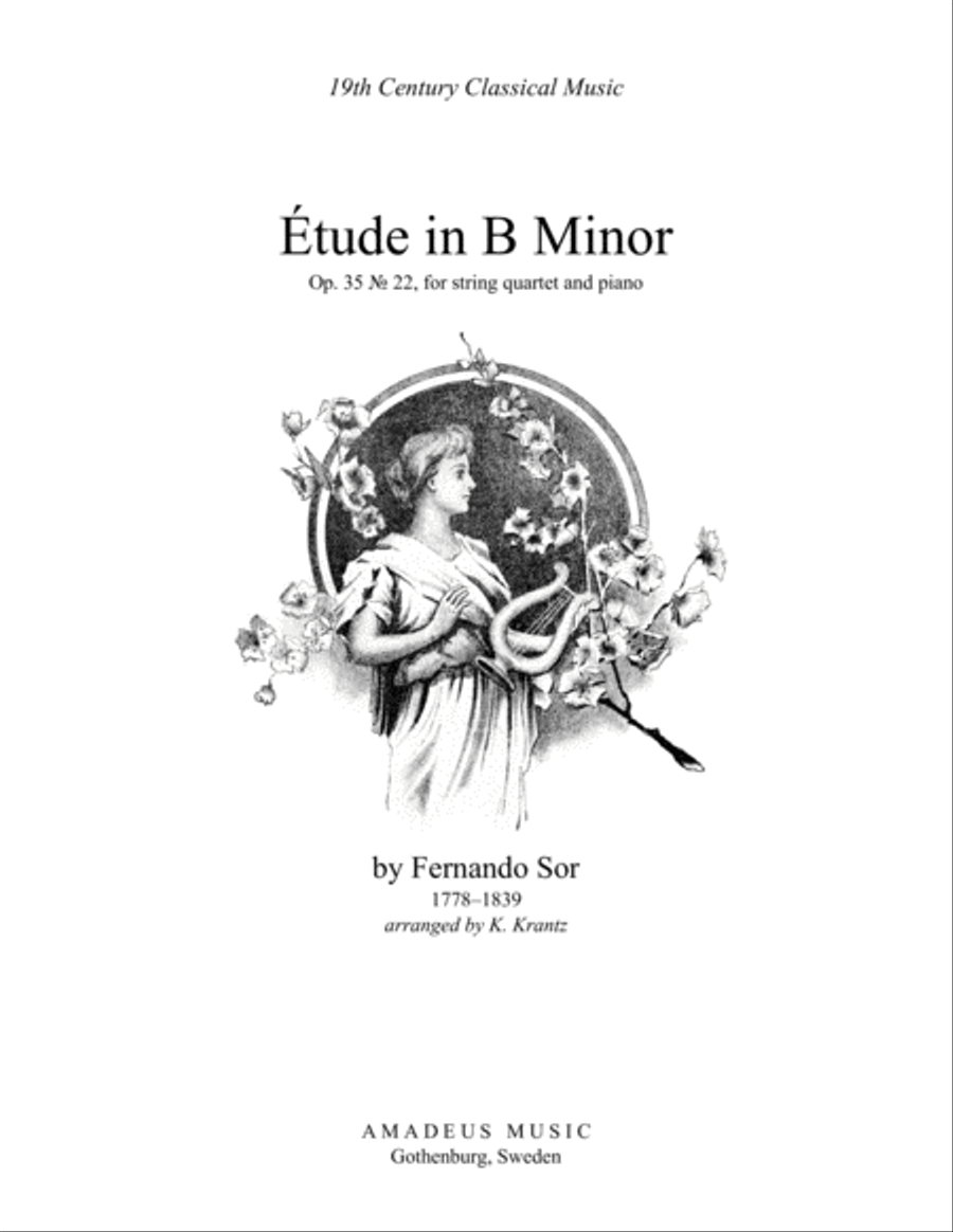 Étude (study) in B Minor Op. 35 No. 22 for piano and string quartet Piano Quartet scores gallery preview page 1
