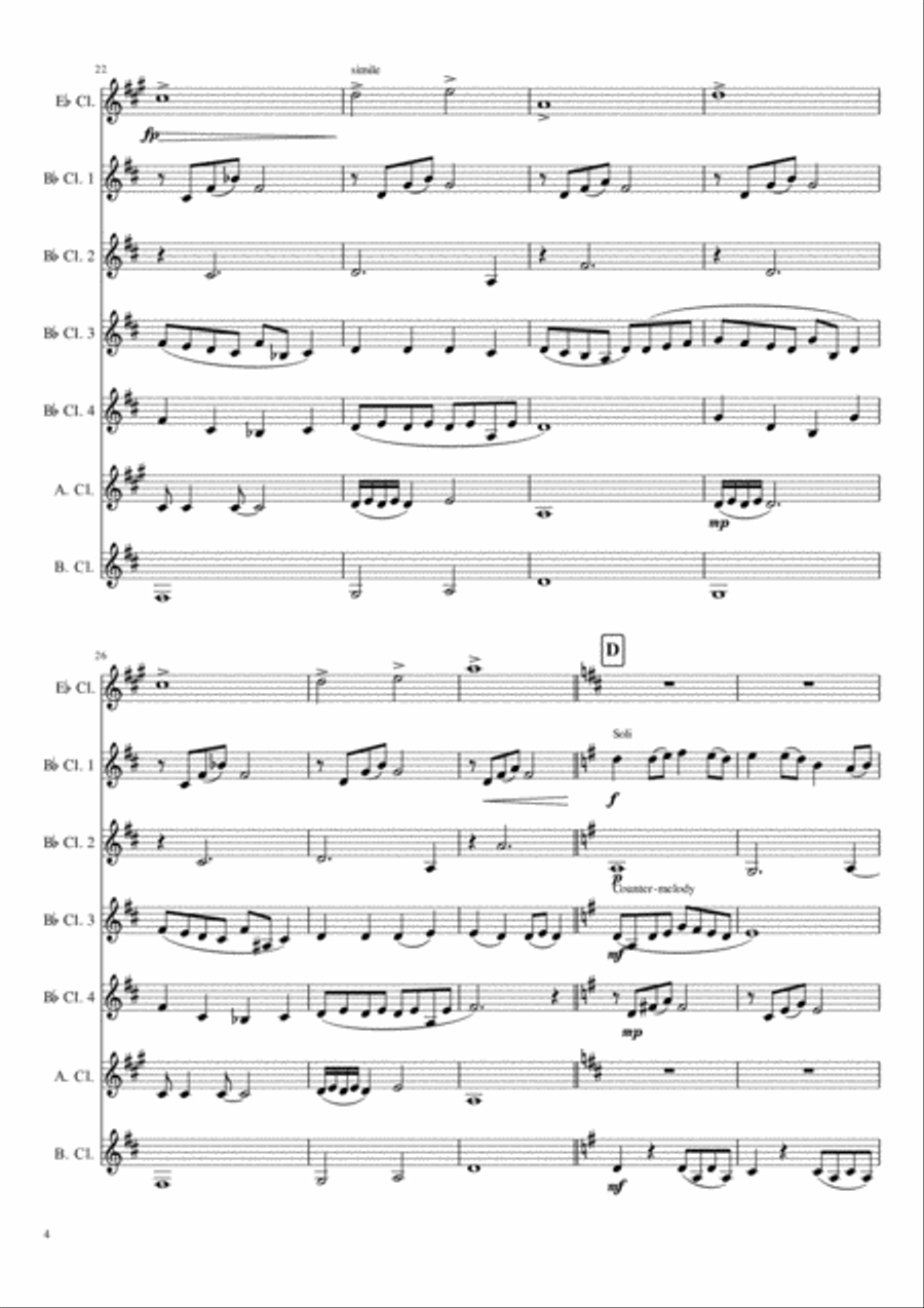 Loch Lomond - Scottish Folk Melody for Clarinet Choir or Quintet Woodwind Quintet scores gallery preview page 4