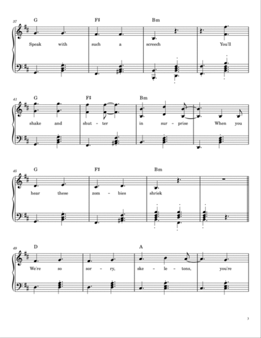 Spooky Scary Skeletons Piano Solo scores gallery preview page 3
