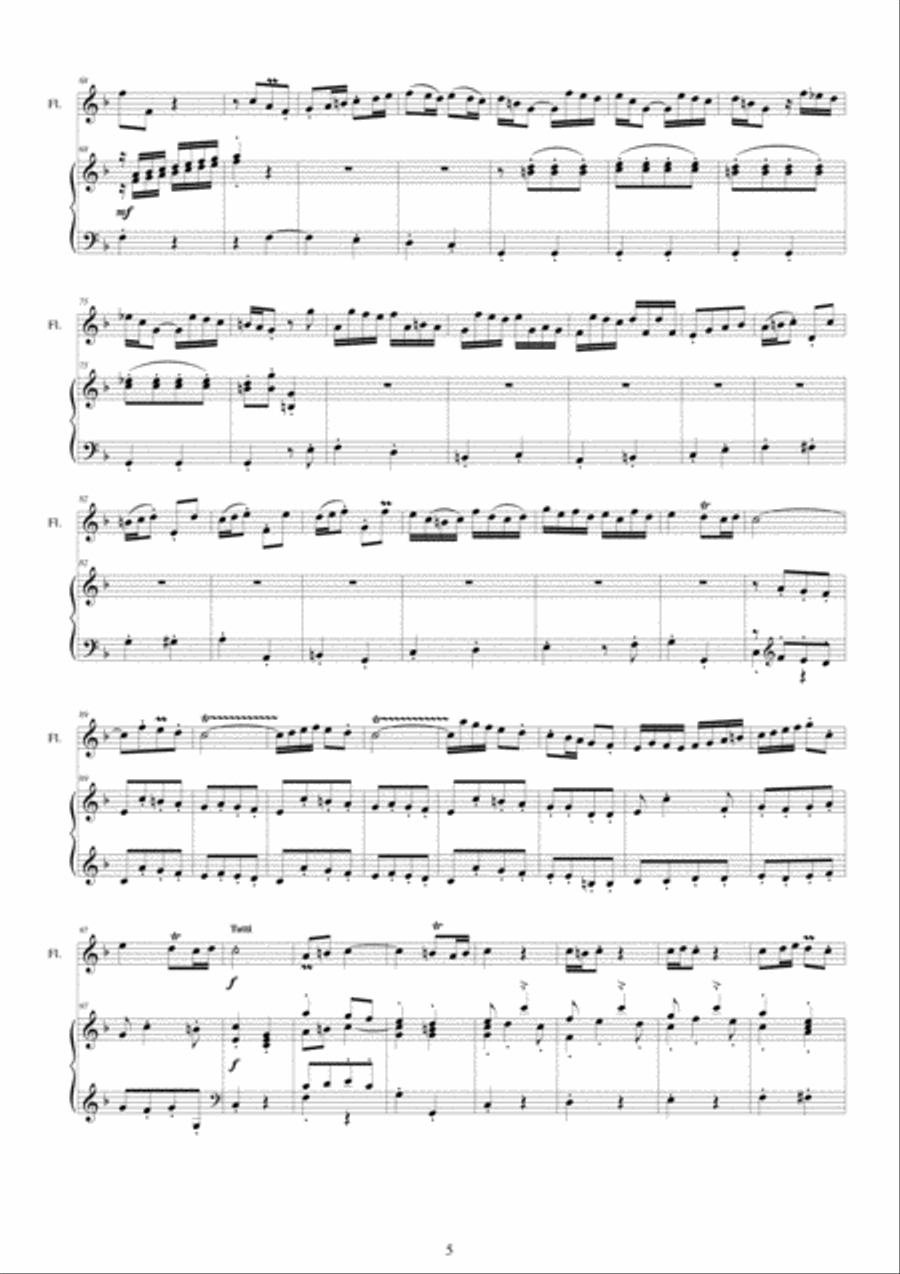 Sammartini - Concerto in F major for Flute and Piano Flute Solo scores gallery preview page 5