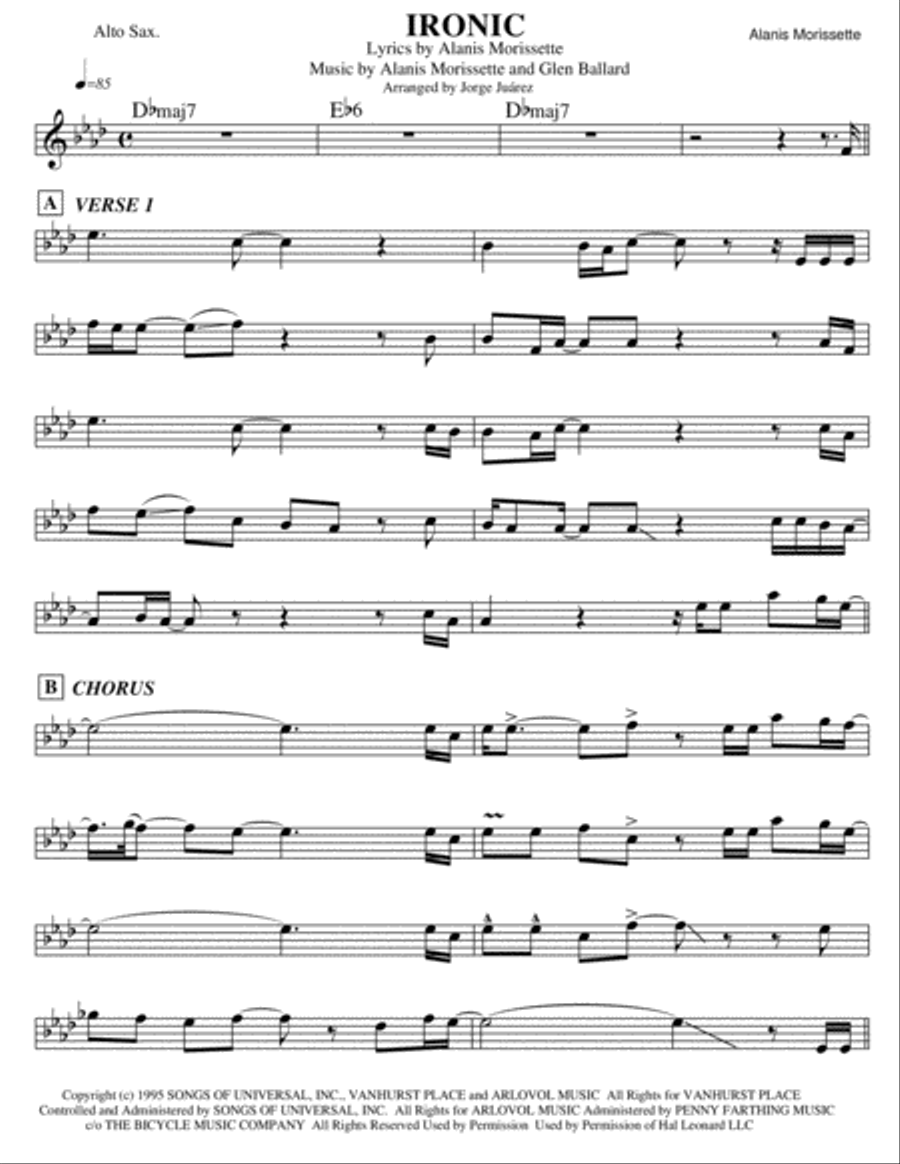 Ironic Alto Saxophone scores gallery preview page 1