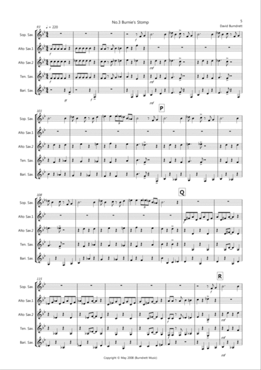 Burnie's Saxophone Quintet Collection Saxophone Quintet scores gallery preview page 5