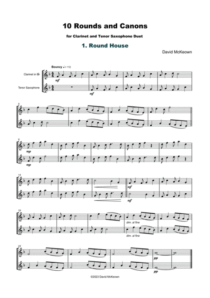 10 Rounds and Canons for Clarinet and Tenor Saxophone Duet